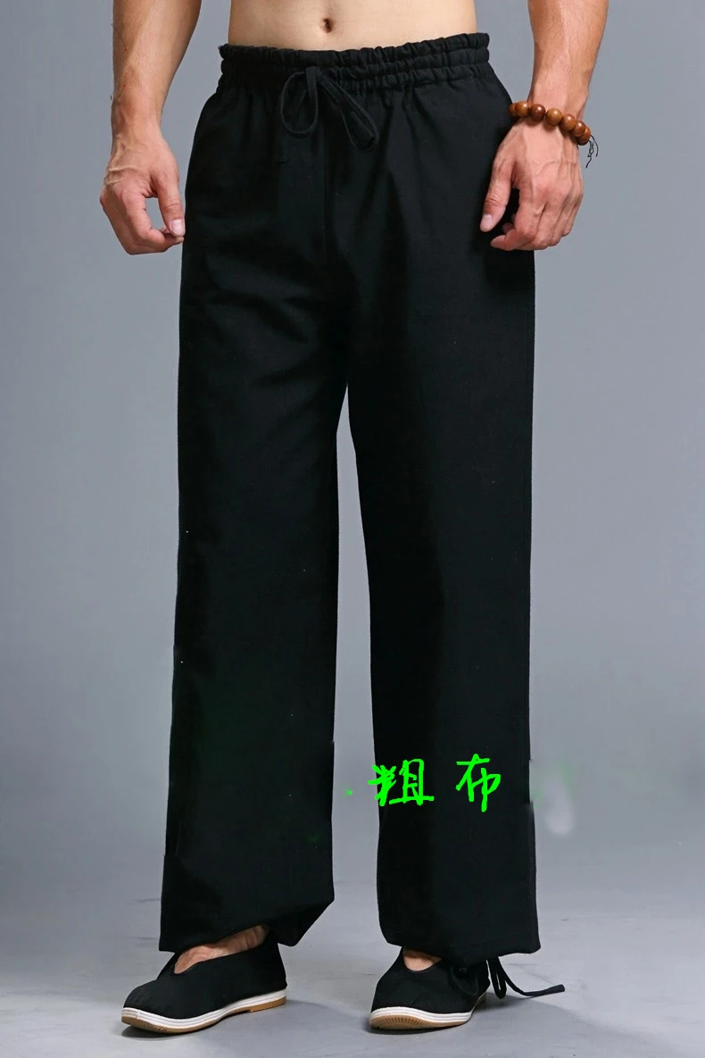 100% cotton tai chi wushu trousers zen yoga pants martial arts training pants kung fu taijiquan bloomers black