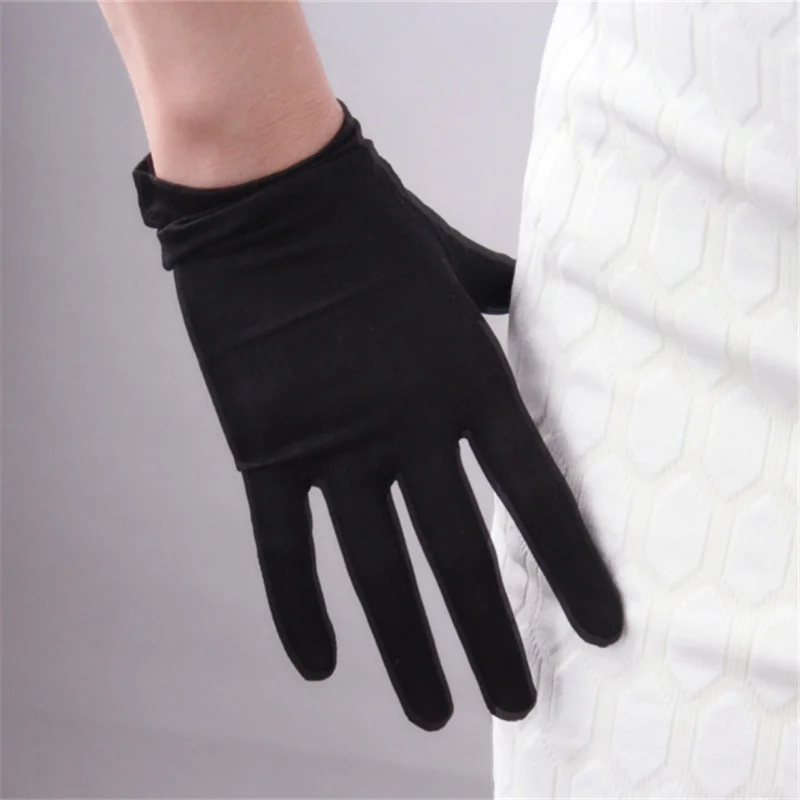 Натуральные Шелковые эластичные перчатки из натурального шелка короткие женские молочно-белые черные солнцезащитные перчатки TB15