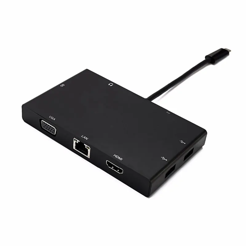 EASYA USB 3,1 tipo-C HDMI VGA RJ45 Gigabit Ethernet adaptador USB-C con la policía de tarjeta SD ranura + puerto de Audio de 3,5mm para Macbook Pro - 4