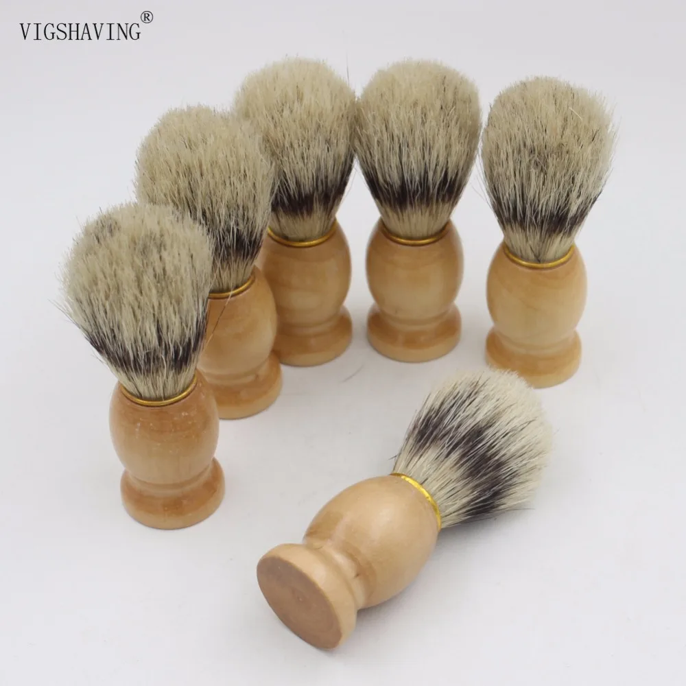 

50pcs Natural wood color boar bristle men shaving brush