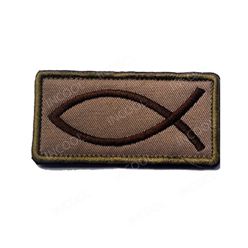 

Jesus Fish Embroidery Patch Morale Patches Christian Fish Symbol Tactical Emblem Military Badges Appliques Embroidered Patches