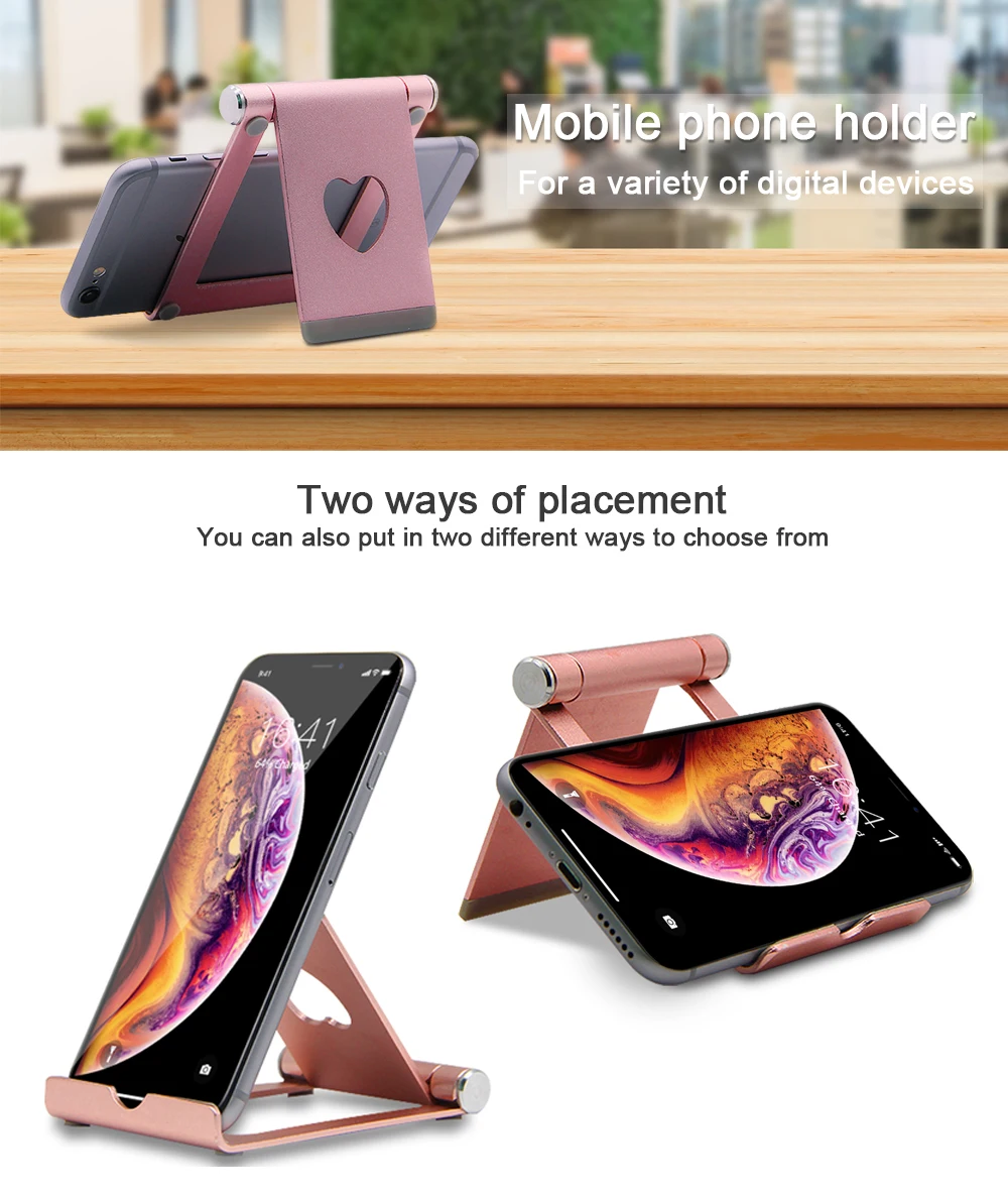 Ascromy Foldable 360 Degree Rotating Aluminum Mobile Phone Holder for Smartphones iPhone XS Max XR X 8 7 iPad mini Tablet Stand (1)