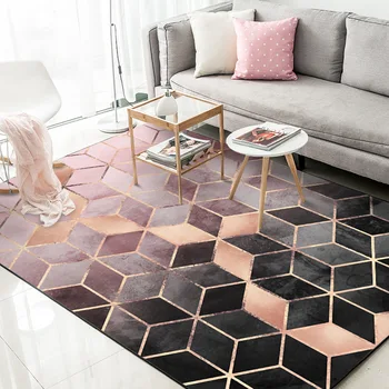 

Fashion Pink Gradient Carpets For Living Room Rugs Soft Area Rug Geometric Carpet Floor Door Rectangular Mat Decoartive tapete