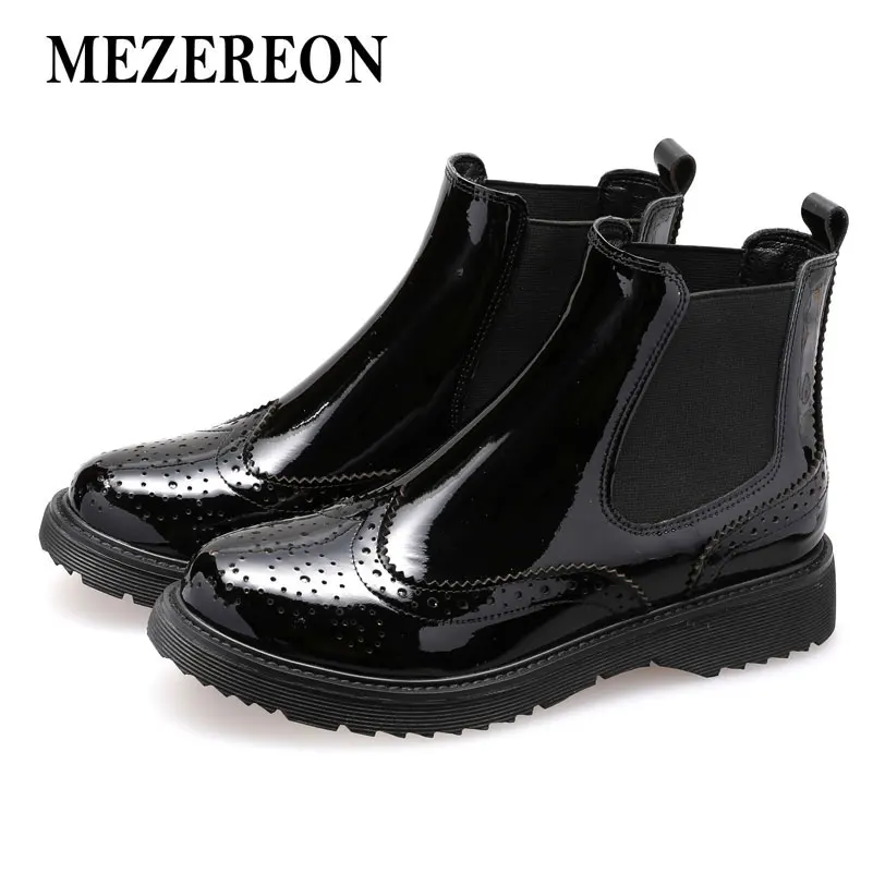 Hiver Leather De Élastique Bottes Cheville Pour Mezereon Cuir Véritable Plus Designer Mode Chaussures 41 En Taille Patent Bande soft Femme La Femmes Leather nw0mNv8O