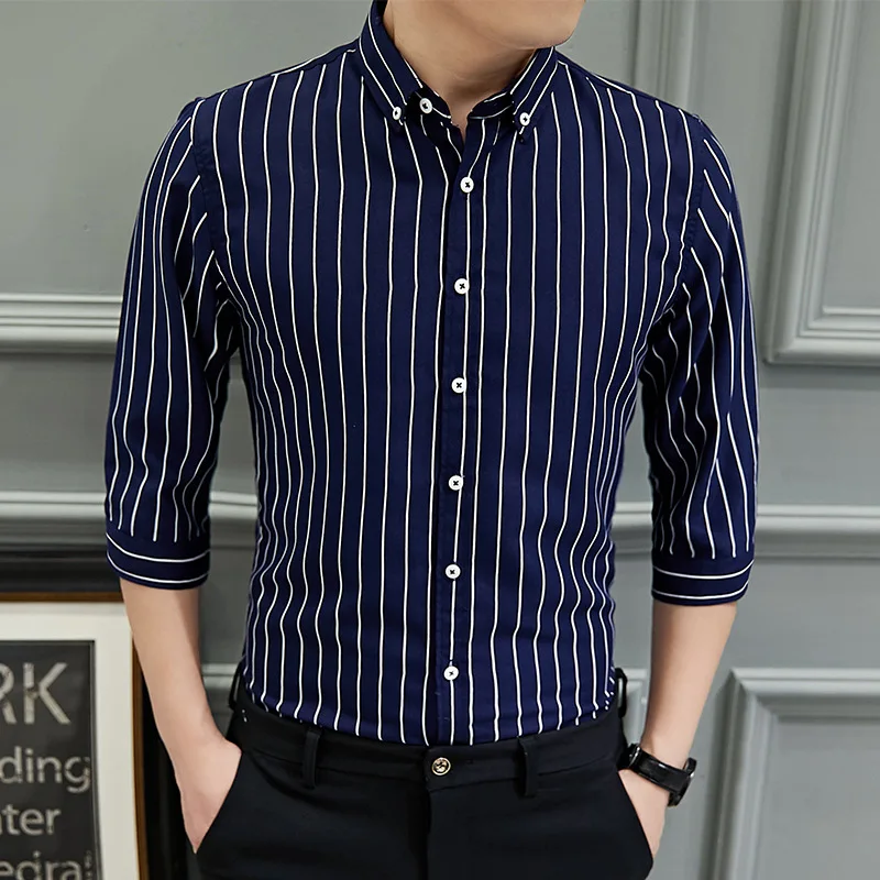 

Summer Casual Short-sleeved Shirt Men's Seven-point Sleeve Shirts Korean Slim Shirt Men's Handsome