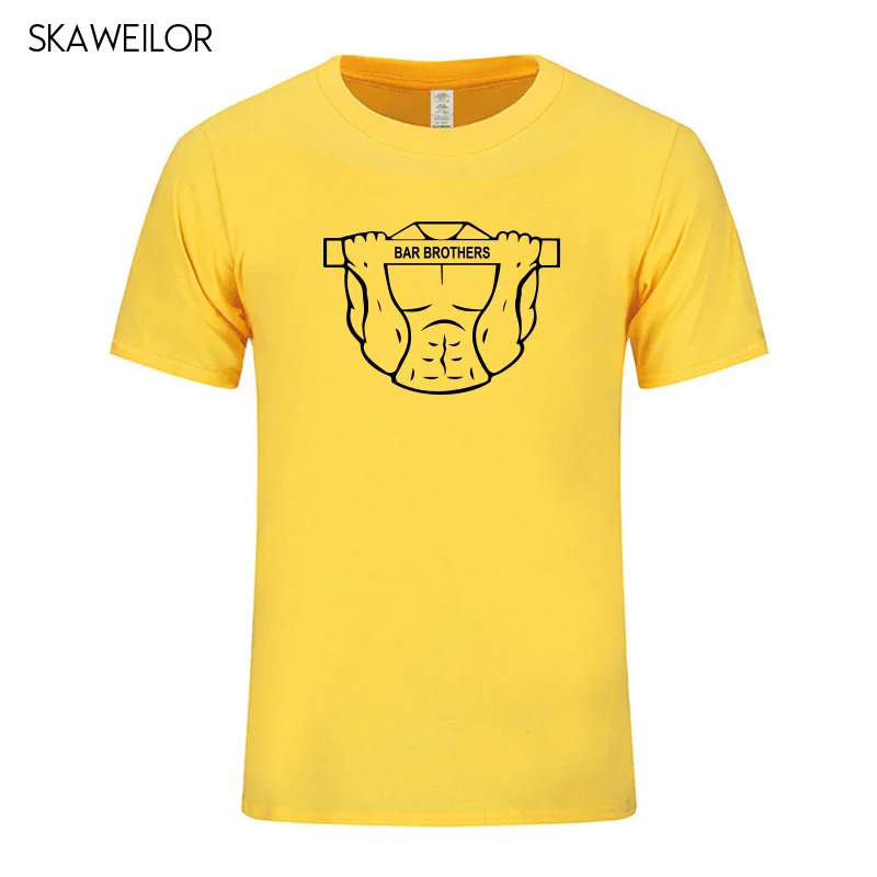 Мужская модная футболка с принтом для уличной тренировки, футболка с круглым вырезом и короткими рукавами, летняя футболка для фитнеса, футболка для мужчин - Цвет: Yellow