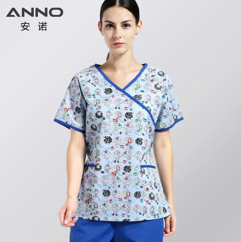 ANNO униформа медсестры женщины с регулируемой талией уход скраб одежда стоматология клиника Униформа медицинские принадлежности Slim Fit - Цвет: 16SS050MiYangYa-Set