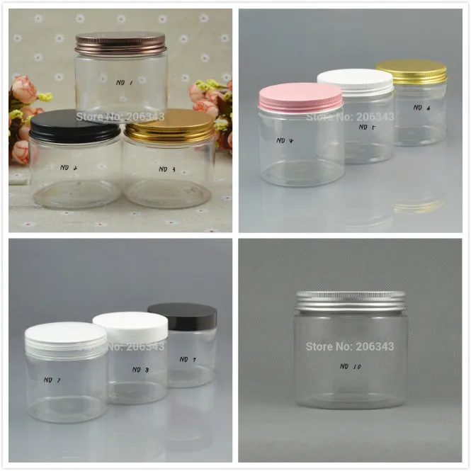 

200G transparent plastic PET jar/pot/bottle/container with few color lid for cream/mask/body scrub/night cream/wax/skin care