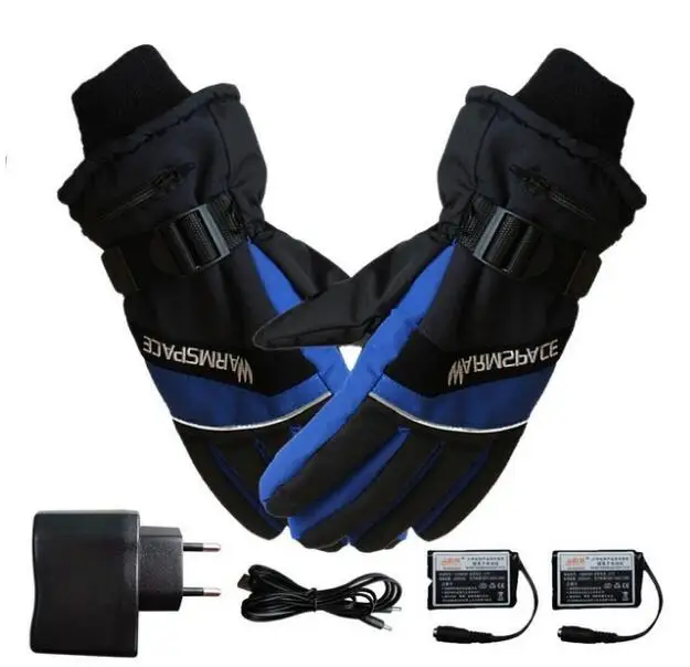 Зимние USB грелки для рук, электрические термальные перчатки, водонепроницаемые перчатки с подогревом, на батарейках, для мотоцикла, лыжного спорта - Цвет: L EU plug