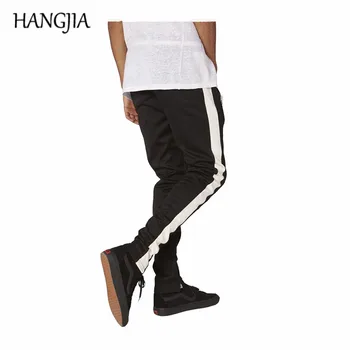 

Vintage Single Stripe SwaetPants Male High Street Ankle Strap Zippers Jogger Europe America Stretch Four Season Pants