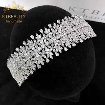 

News Rhinestone Zirconia Custom Big Tiara Silver Fashion Headband Royal Bridal Wedding Dressing Crown Accessory Women Jewelry