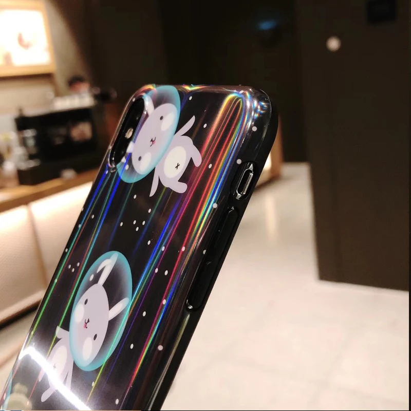 Kerzzil Shining Aurora Moon Clouds чехлы для телефонов iPhone X XS MAX XR милый кролик глянцевый ТПУ