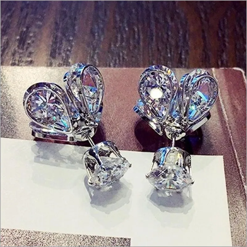 

Women Fashion Jewelry AAAAA zircon cz Glowworm Design silver color Stud Earrings Gift