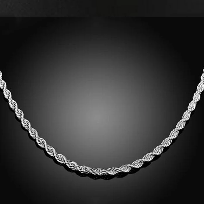 

2018 Super Deal 16 18 20 22 24" 4mm silver Singapore Twisted Rope Chain Necklace For Man On Sale CYPRIS