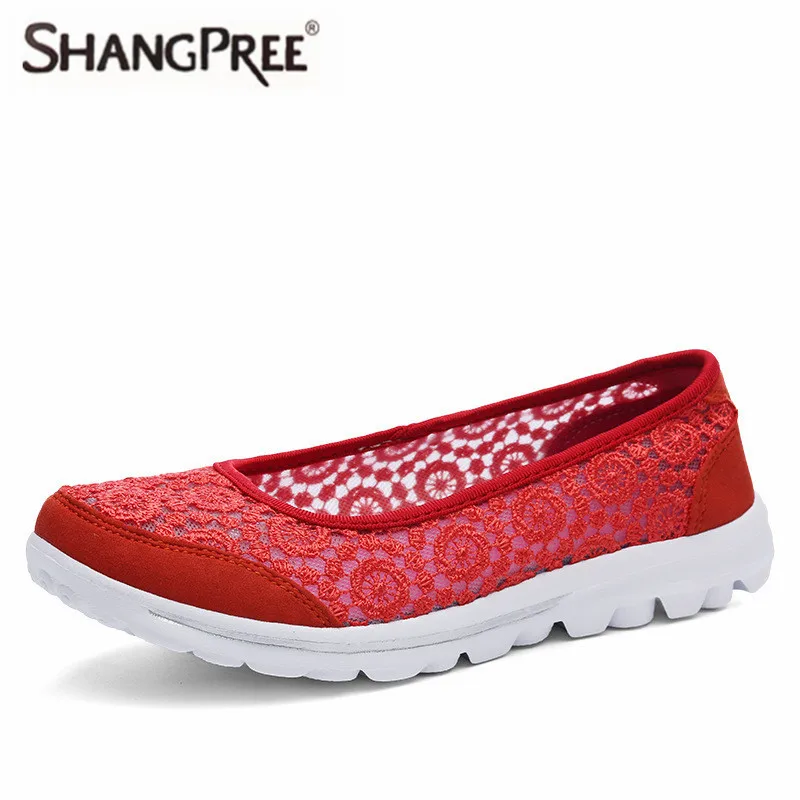 

SHANGPREE New Breathable Women Summer Casual Shoes Platform Wedges Women Swing Shoes Fashion Comfortable Lace hollow lace shoes