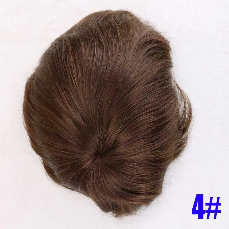 Alicrown Remy парик из натуральных волос для мужчин, " x 7", швейцарское кружево спереди отбеленные узлы, моно кружево с прозрачной тонкой кожей вокруг
