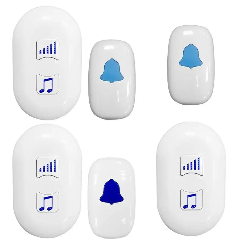 

433MHZ 38 Songs Optional LED Blue Light Touch Button Smart Home Welcome Doorbell Alarm Intelligent Wireless Doorbell US Plug
