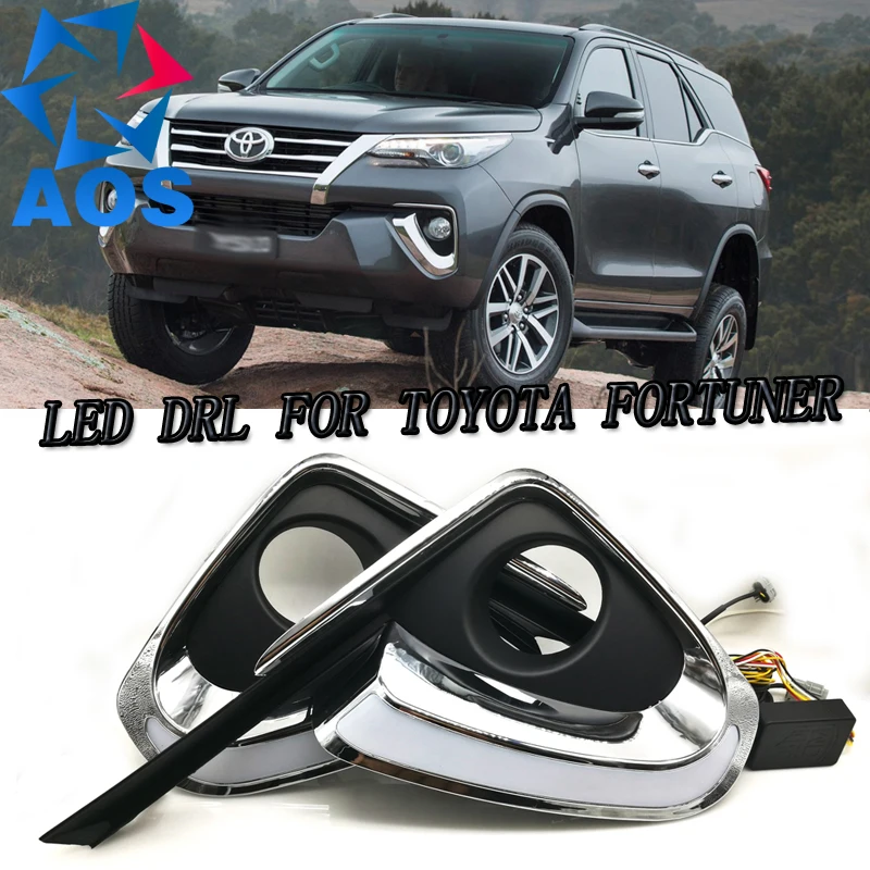 2PCs Set LED DRL Car Daylight Daytime Running Lights DRL For Toyota Fortuner 2015 2016 Free