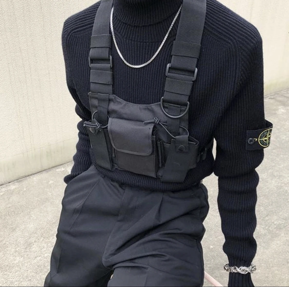 Bolso táctico de hombro para hombre, para aparejo, en el pecho, ropa  informal estilo hip hop, riñonera funcional|Riñoneras| - AliExpress