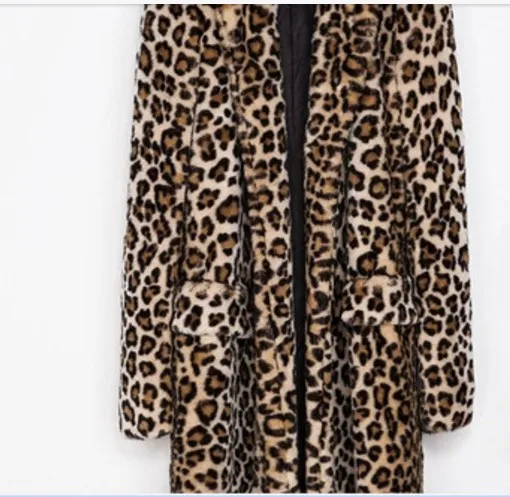Женское меховое пальто из искусственного меха, манто femme hiver Leopard, зимняя длинная пушистая куртка из искусственного меха размера плюс, пальто AW216