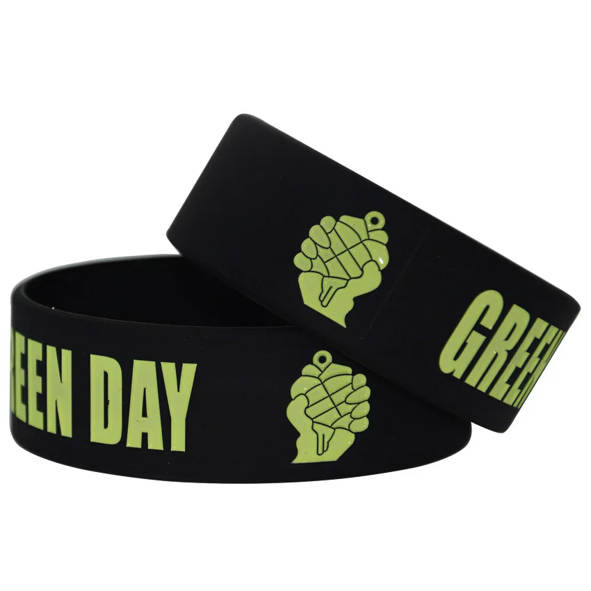 1piece 1'' Wide Band Green Day Silicone Wristband for Music Fansin