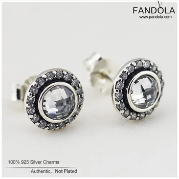 

100% 925 Sterling Silver Earring Clear CZ Brilliant Legacy Stud Earrings For Women Wedding DIY Jewelry Pendientes Brincos