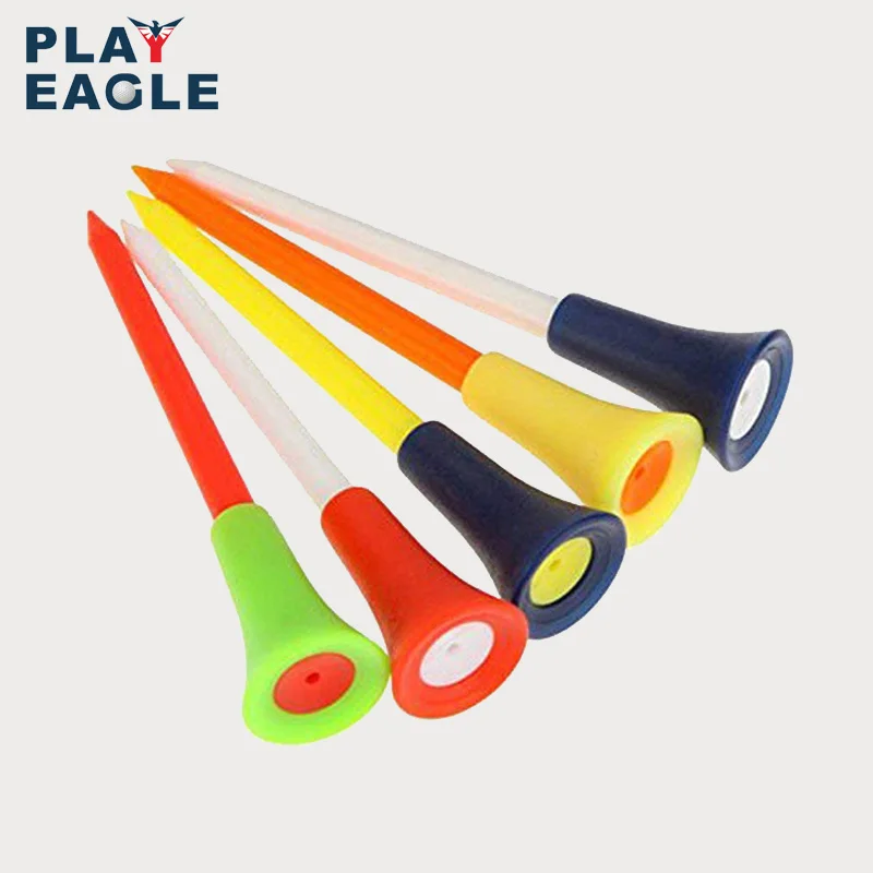 50Pcs/Set Multi Color Plastic Golf Tees 83mm Durable Rubber Cushion Top Golf Tee