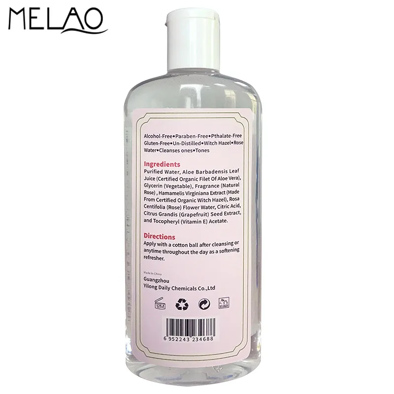 Melao Witch Hazel Rose Water Facial Toner Alcohol Free Rose Petal