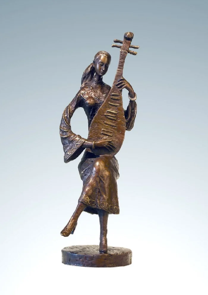 ATLIE BRONZES Chinese Bronze Sculptures PIPA Girl Statues Figurine