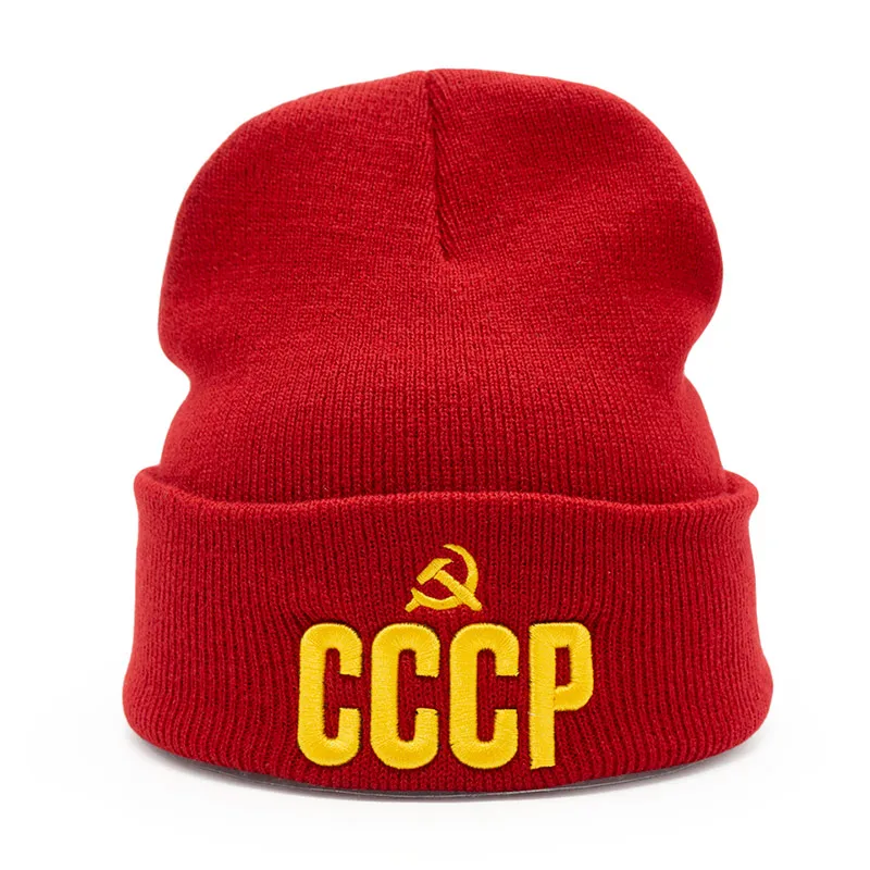 Новинка, CCCP, СССР, русские шапочки без полей, зимняя теплая вязаная шапка для мужчин и женщин, Осенняя шерстяная Повседневная Русская Шапка Skullies, вязаная шапка