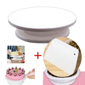 

JINJIAN Kitchen Cake Plate Revolving Decoration Stand Platform Turntable Round Rotating Cake Swivel Christmas Baking Tool
