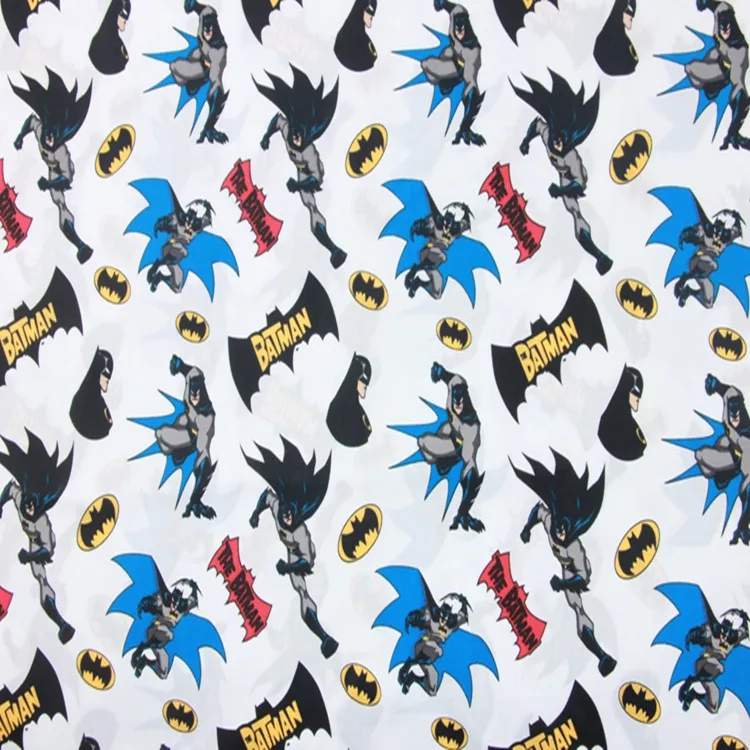 140 см ширина Бэтмен принт белая хлопковая ткань для мальчика одежда постельных принадлежностей Hometextile занавес наволочка DIY-BK485