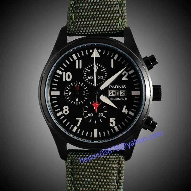 Buy Parnis watch 42mm black dial black PVD case Full