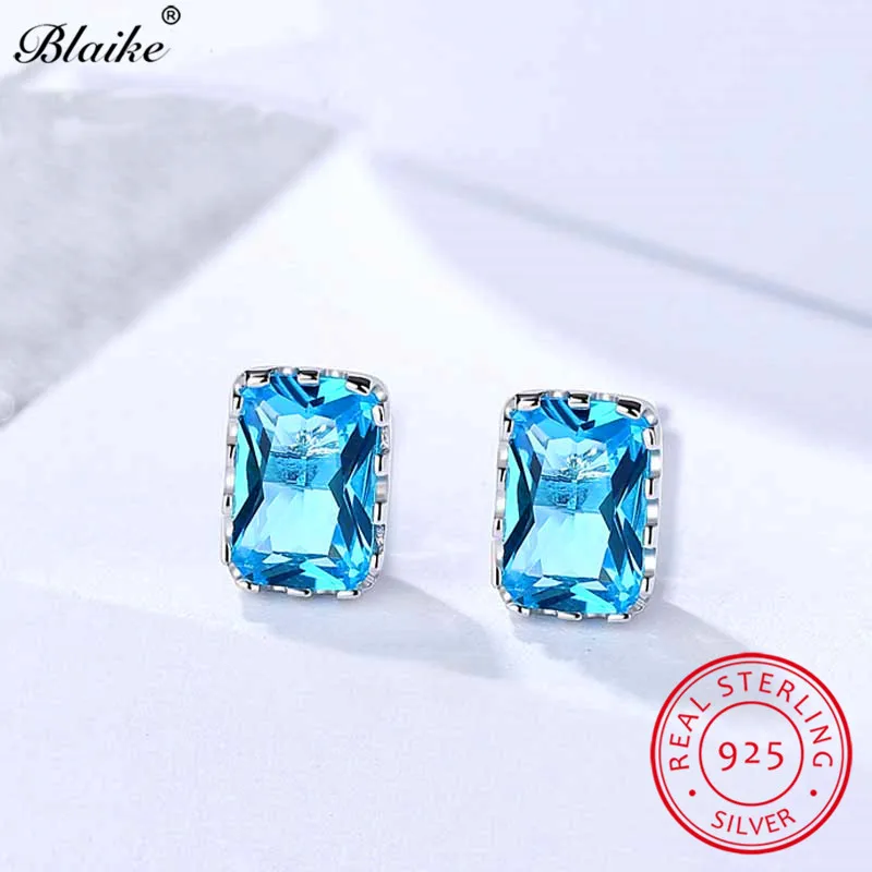 Женские серьги пусеты Blaike из серебра 925 пробы с искусственным бриллиантом и
