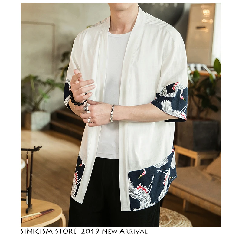 

Sinicism Store Mens Print Chinese Style Jacket Streetwear 2019 Patchwork Casual Jackets Men Open Stitch Vintage Male Jacket 5XL