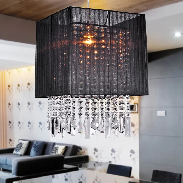 

Creative Romantic Fashion K9 Crystal Black Fabric Led E27/e26 Pendant Light For Dining Room Living Room Bedroom Ac 80-265v 2240
