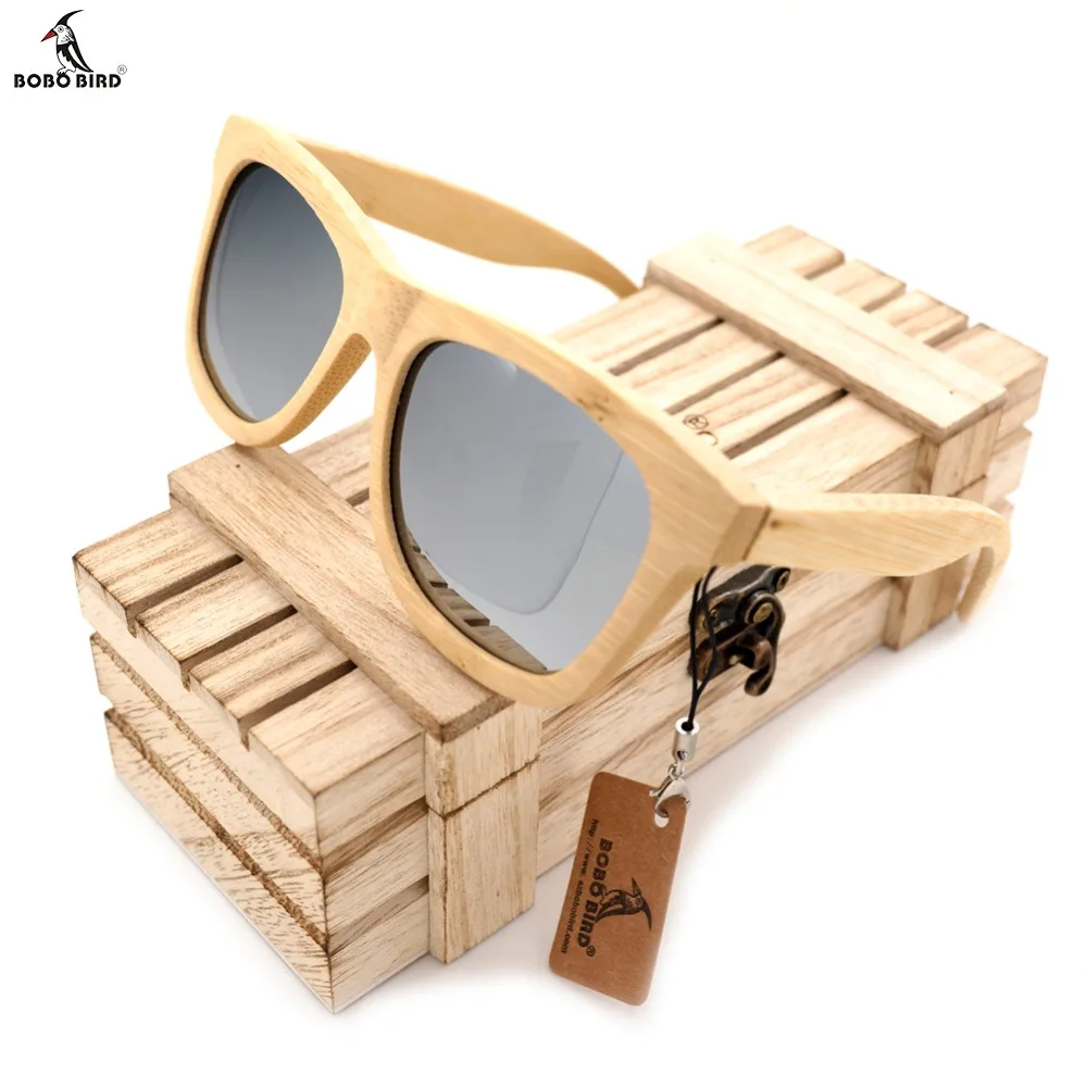 

BOBO BIRD Men's Wooden Bamboo Sunglasses Polarized UV400 Protection Wood Glasses Frames With Colorful Lens In Wood Box