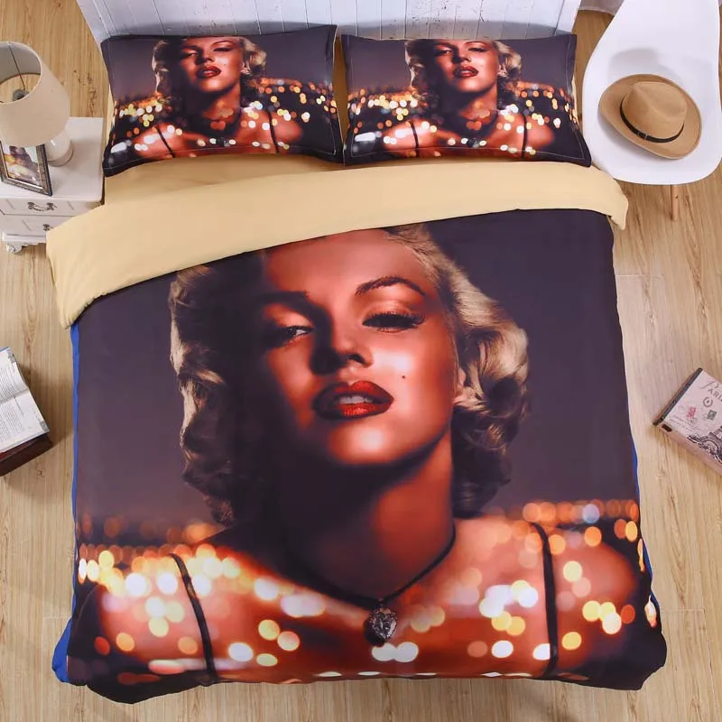 Newest 3D Marilyn Monroe Adult Bedding Set Twin Full Queen King Size Duvet Cover Bed Linens Sexy