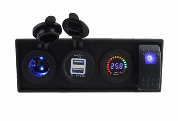

IZTOSS DC 24V led power 3.1A USB port Sockets led voltmeter with rocker switch jumper wires and housing holder