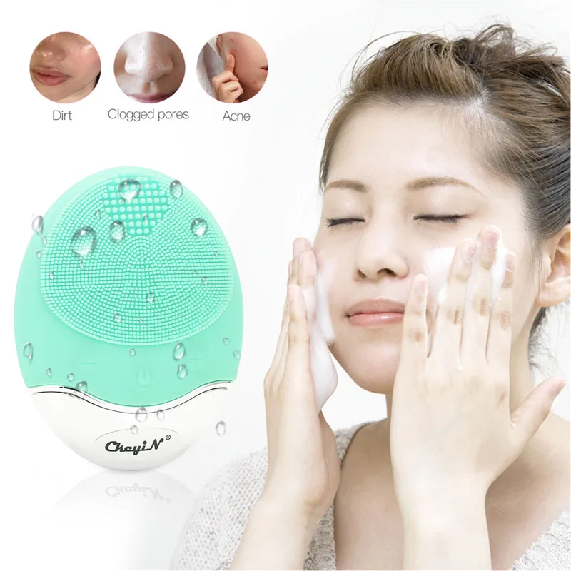 

CkeyiN Facial Deep Cleaning Mini Electronic Ultrasonic Wireless Cleansing Brush Bamboo-Carbon Silicone Skin Care Beauty Device