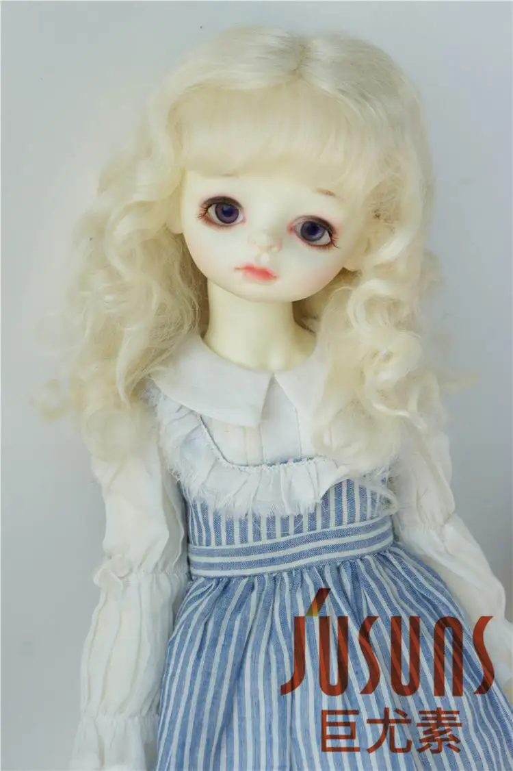 D20313 1/3 SD BJD мохеровые кукольные парики принцесса длинный курчавый BJD парик Размер 8-9 дюймов 9-10 дюймов аксессуары для кукол - Цвет: 8-9inch Ivory white