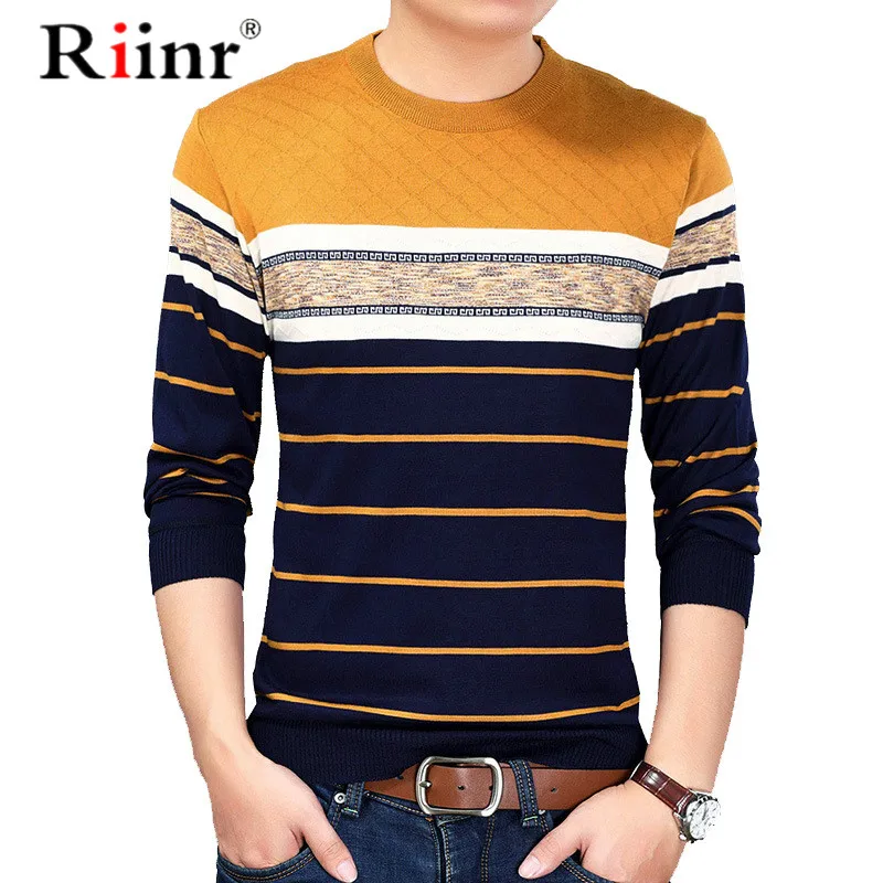 2019 Brand Social Cotton Thin Men's Pullover Sweaters Casual Crocheted Striped Knitted Sweater Men Slim Fit Jersey Clothes | Мужская