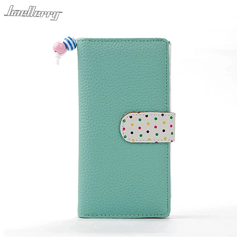 

baellerry 2017 New Long Wallet for Iphone 4/4S/5S/5C handbag Large Capacity Ladies' Wallet Handbag Color Buckle Wave Point