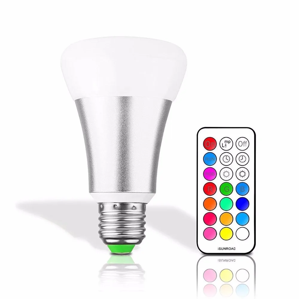 

Lumiparty Dimmable 12 Colors Changing LED Light Bulb with IR Remote Control 10W E27 LED Stage Lamp for Party Lighting AC85-265V