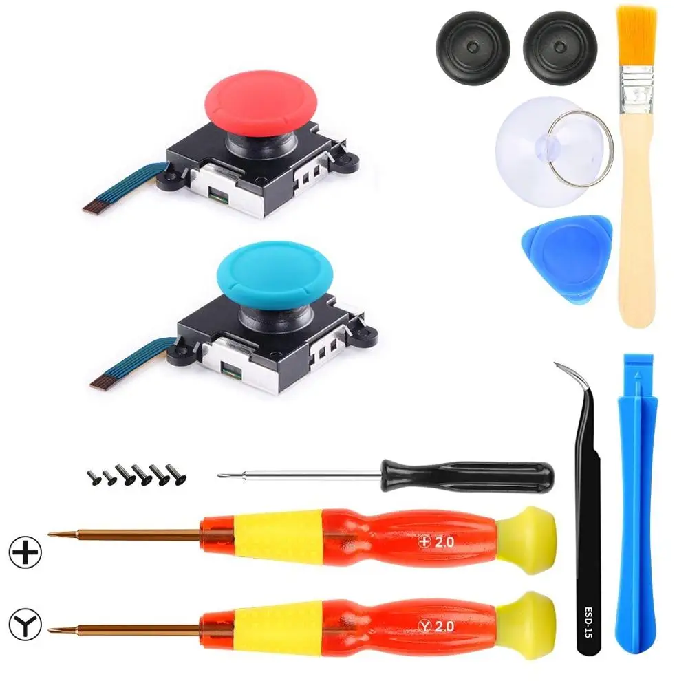 

2-Pack 3D Replacement Joystick Analog Thumb Stick for Nintendo Switch Joy-Con Controller with Repair Tool