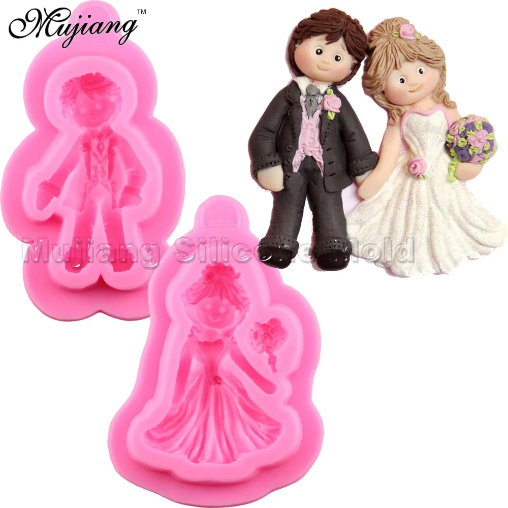 Wedding Bride Groom Silicone Fondant Mold Chocolate Candy Cake Decoration Mould