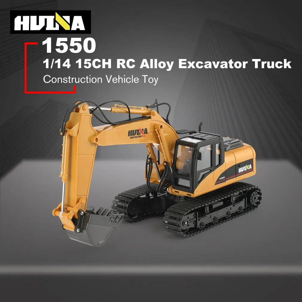 

HUINA 1550 RC Excavator 680 Degree Rotation Alloy Bucket 1/14 15CH Construction Vehicle Toy Gift with Cool Sound/Light Effect H