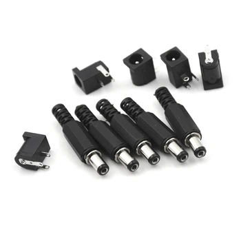 

10Pcs DC-005 Power Socket Plug Jack ( Male 5pcs+ Female 5pcs) 5.5*2.1mm DC Power Connector