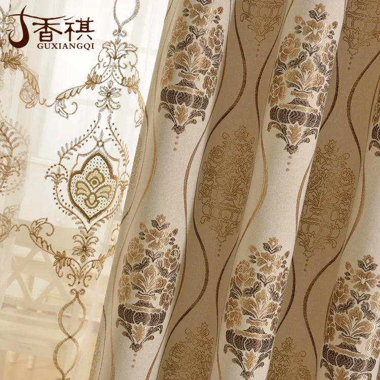 Cheap Price European Jacquard Curtains Luxury Curtains for Living Room