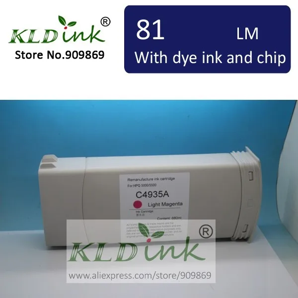 

KLDINK -  Compatible HP81 C4935A LIGHT MAGENTA ink cartridge for Designjet 5000 5500 printer